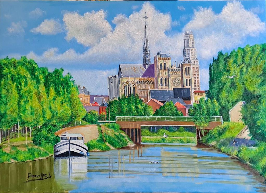 Carte virtuelle LA CATHEDRALE D'AMIENS toile huile 70x50